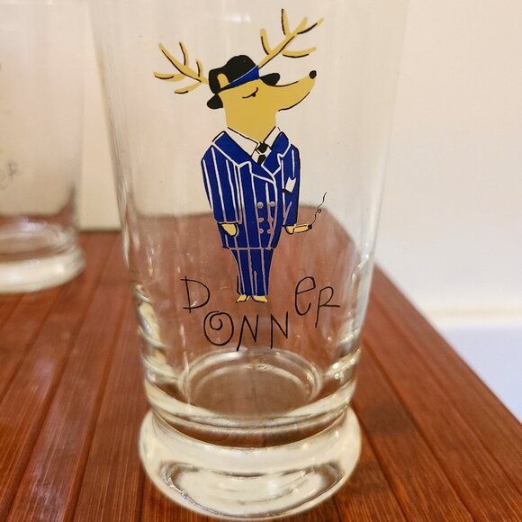 Pottery Barn Reindeer Tumblers Glasses, Set Of 7 (12 Oz Glasses) Footed - Picture 14 of 14